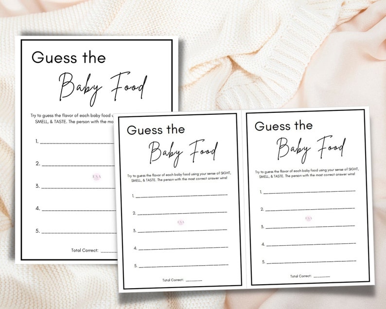 Guess the Baby Food Game, Baby Shower Game Food Tasting Game ...