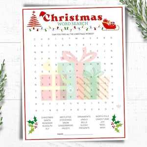 Christmas Word Search Game: Family Holiday Activity (PDF)