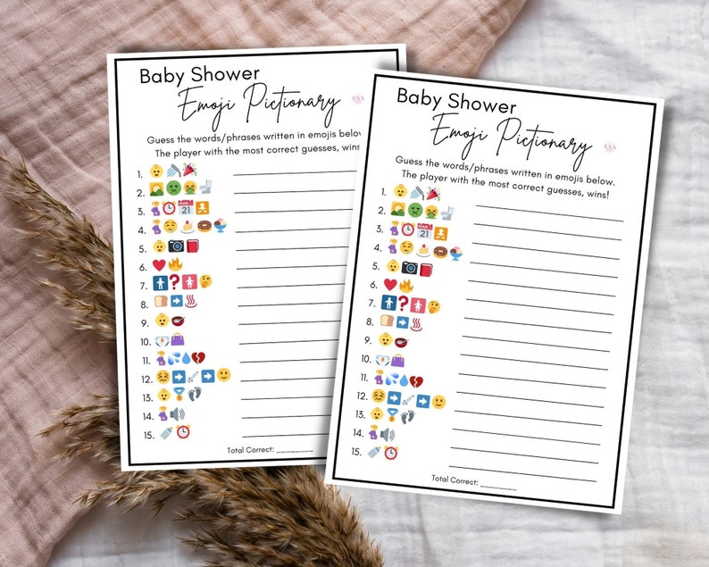 Emoji Baby Shower Game Emoji Pictionary Baby Shower Baby Etsy