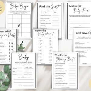 Minimalist Baby Shower Game Bundle: 8 Printable Games (Digital Download)