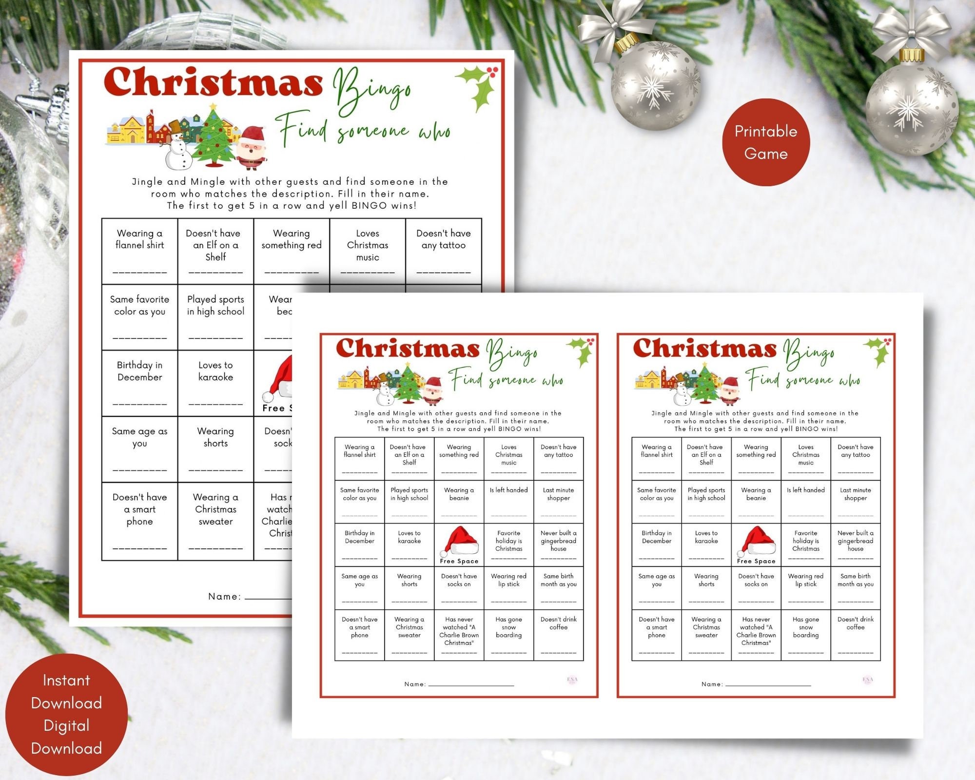 Christmas Bingo, Find the Guest Game, Christmas Find Someone Who ...