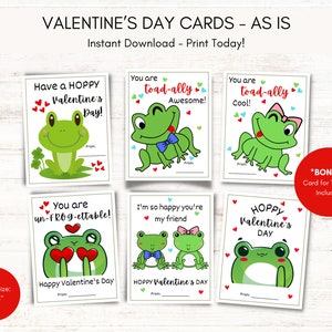 Carte Saint-Valentin grenouille, carte de Saint-Valentin pour les enfants, étiquette de Saint-Valentin grenouille, carte de Saint-Valentin pour l'école, classe Saint-Valentin imprimable