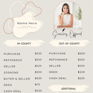 Notary | Loan Signing Agent | Price | Brochure Template Sheets