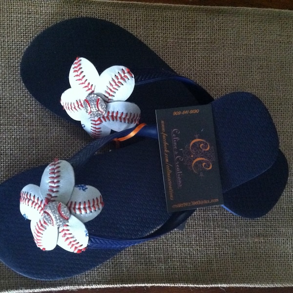 Baseball women's flip flops.