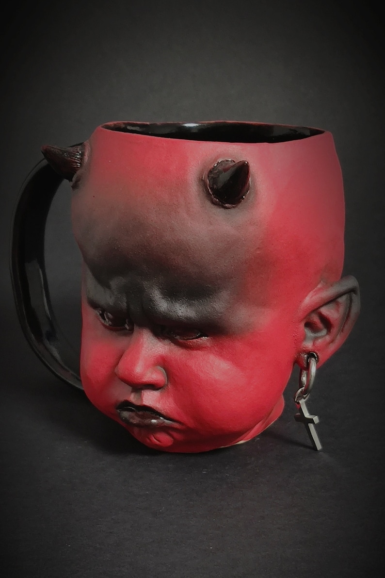 Handmade Devil Mug Crimson Dio Soil mug Home Decor ceramic mug Unique Mug Airbrushmaniacs Kitchenware, image 2