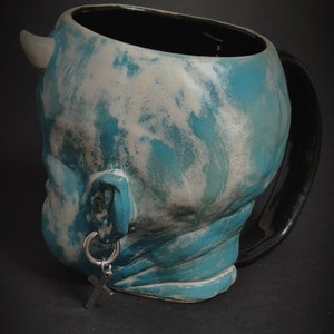 Little Devil Spooky Mug Larimar Dio Stoneware Mug Cup ceramic mug Satanic Mug Custom design Handmade Airbrushmaniacs image 4