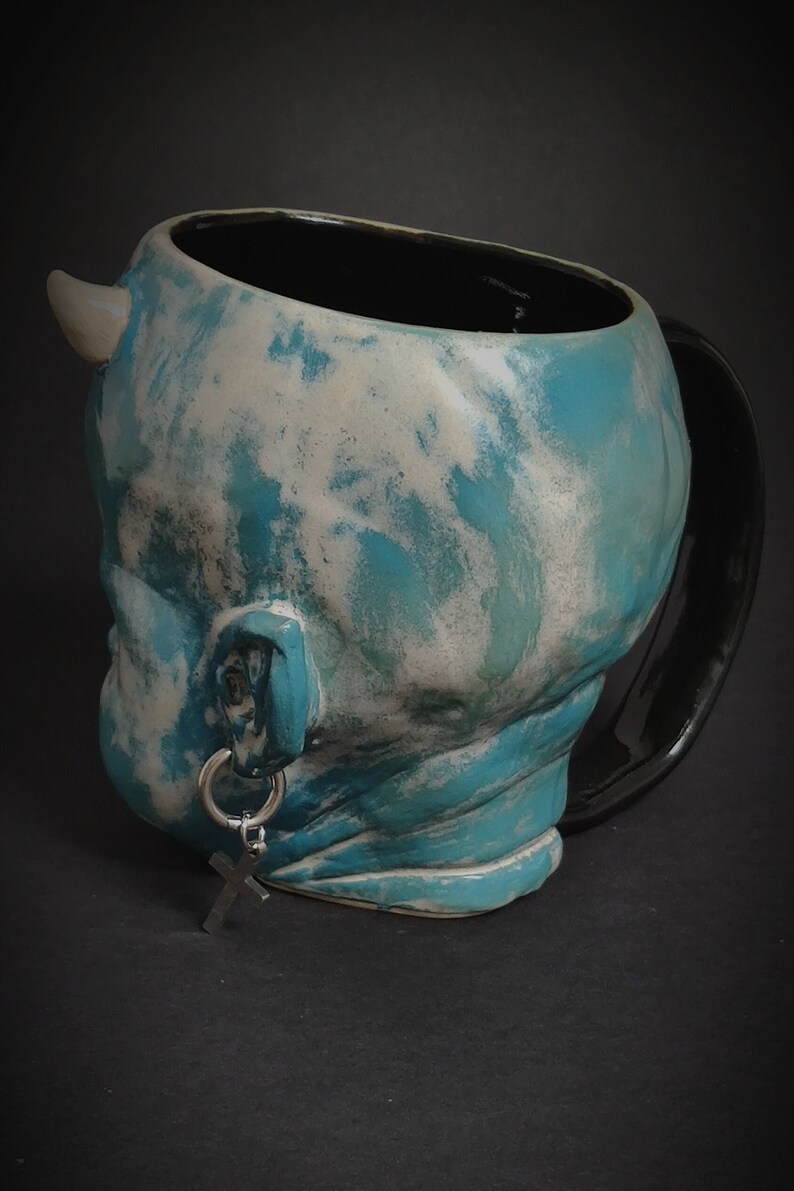 Little Devil Spooky Mug Larimar Dio Stoneware Mug Cup ceramic mug Satanic Mug Custom design Handmade Airbrushmaniacs image 4