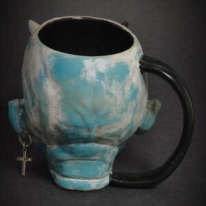 Little Devil Spooky Mug Larimar Dio Stoneware Mug Cup ceramic mug Satanic Mug Custom design Handmade Airbrushmaniacs image 5