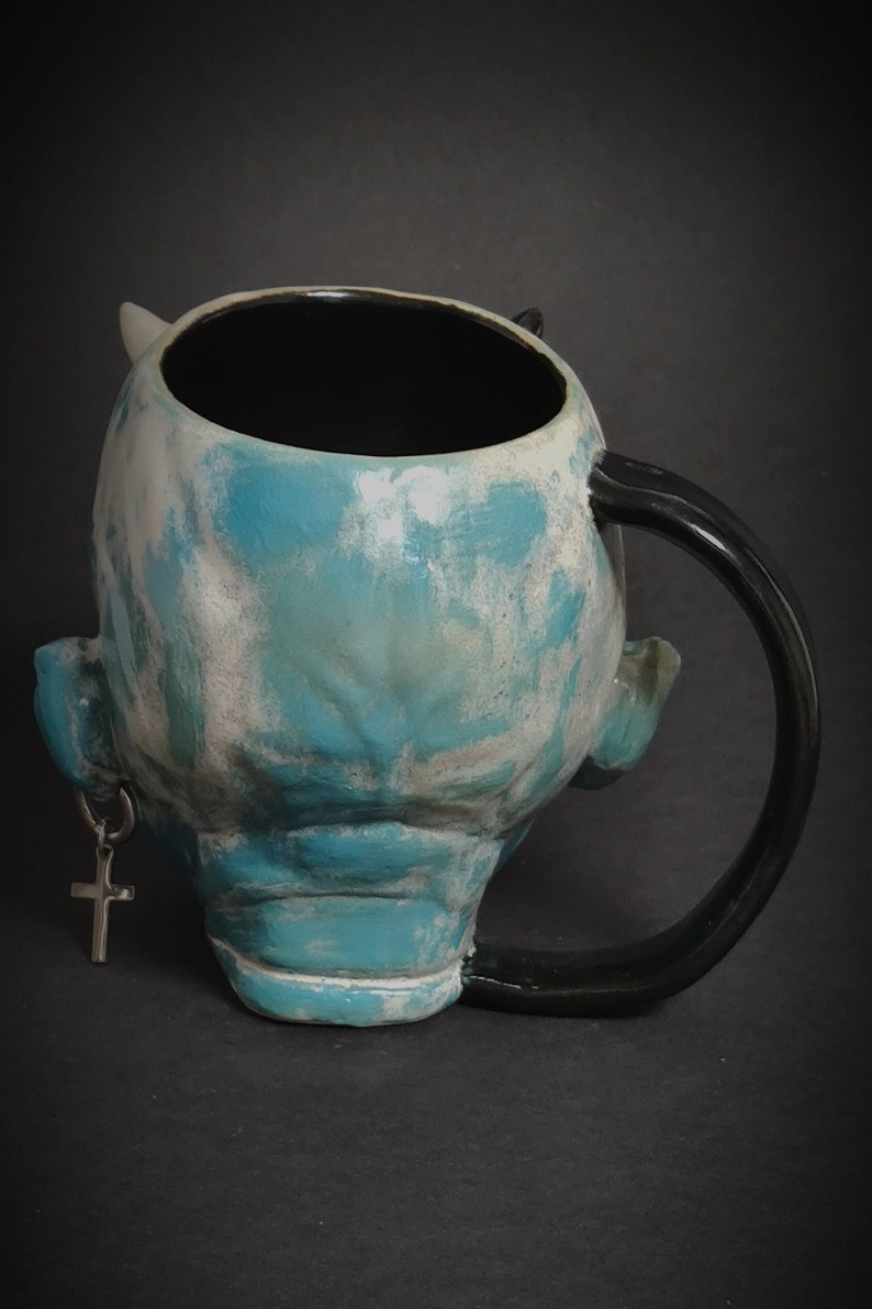Little Devil Spooky Mug Larimar Dio Stoneware Mug Cup ceramic mug Satanic Mug Custom design Handmade Airbrushmaniacs image 5