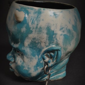 Little Devil Spooky Mug Larimar Dio Stoneware Mug Cup ceramic mug Satanic Mug Custom design Handmade Airbrushmaniacs image 3