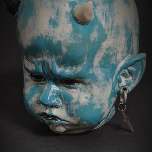 Little Devil Spooky Mug Larimar Dio Stoneware Mug Cup ceramic mug Satanic Mug Custom design Handmade Airbrushmaniacs image 2