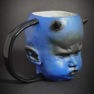 Handcrafted Stoneware Mug Ocean Dio Collector's Devil Mug Devil-themed Premium Horror Mug Devil Illustration mug Delightful Mug, image 8