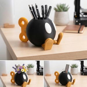 Bob-omb Super Mario / Bomb Mario / Super Mario Planters Flower Pots | Super Mario Planter | | Desk Decor