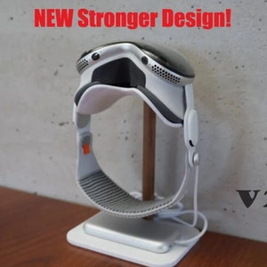 Apple Vision Pro Headset Stand and Battery Stand with REAL wood option - V3 added supports to prevent slipping