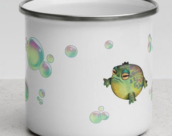 Froggy Bubble Enamel Mug - Cute and Colorful Camping Mug