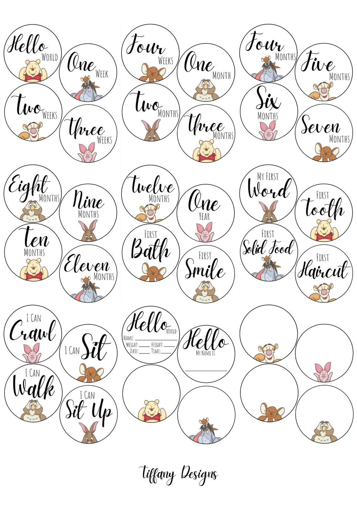 Winnie the Pooh - Printable - Baby Milestone Cards - Etsy