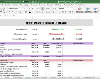 Excel Monthly and Annual Personal Budget