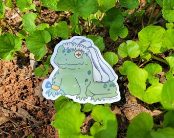 Frog Sticker, Frog Wife, Cottagecore Sticker, Cute Sticker, Garden, Toad, Water Bottle Laptop Sticker