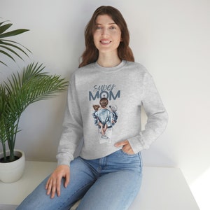 Super Mom Comfy Sweatshirt. Boy + Girl Mom Sweatshirt. Mother&#39;s Day gift, Crewneck Sweatshirt