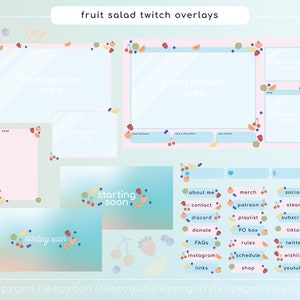 Fruit Salad Twitch Package | Animated Stream Overlay, Cute Fruit Theme Overlay, Pastel Aesthetic Color Package