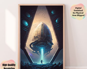 Alien Abduction , Wall Art, Science Fiction Sublimation, Instant digital download print