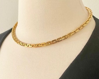 Vintage MONET chunky gold plated unique square link chain necklace from LOLO Modern Vintage