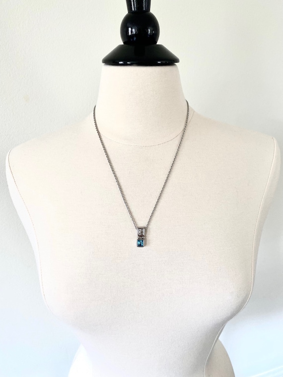Vintage GIVENCHY silver plated necklace with blue… - image 1