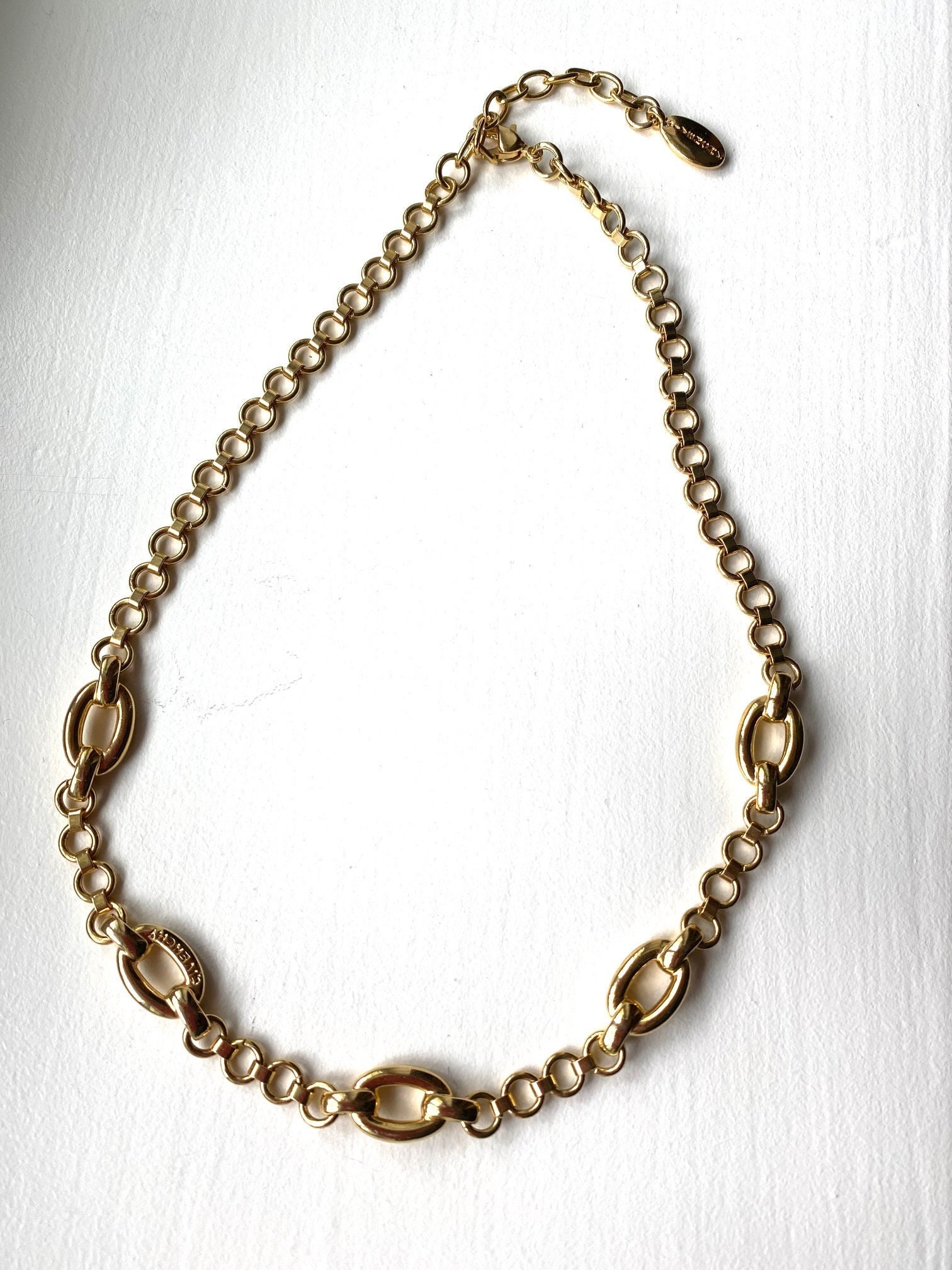 Vintage Givenchy Choker Necklace Features Large Oval Links on Flat