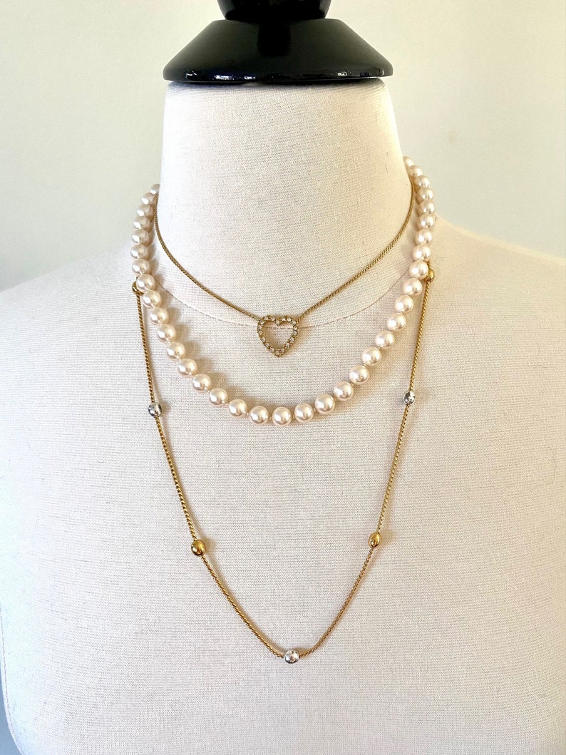 Vintage Monet long two tone satellite necklace with mixed metal ball beads gold and silver plated from LOLO Modern Vintage