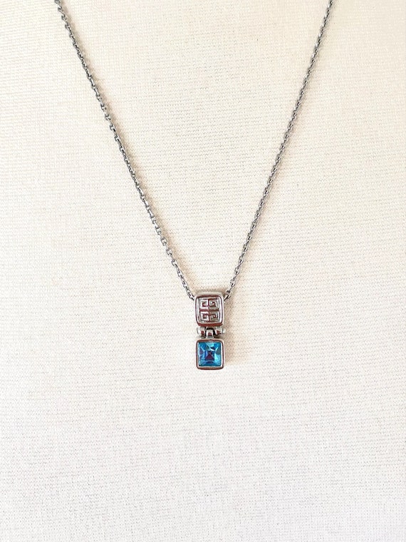 Vintage GIVENCHY silver plated necklace with blue… - image 4