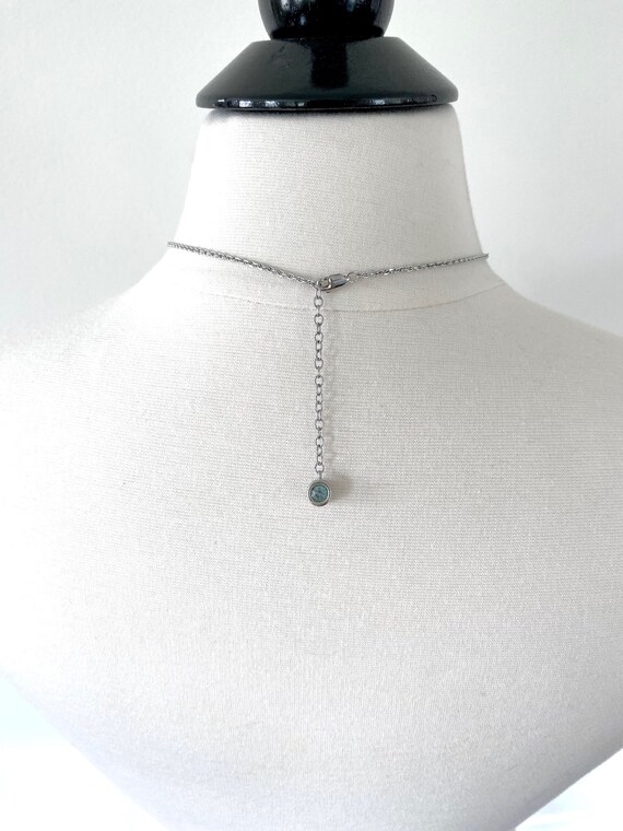 Vintage GIVENCHY silver plated necklace with blue… - image 5