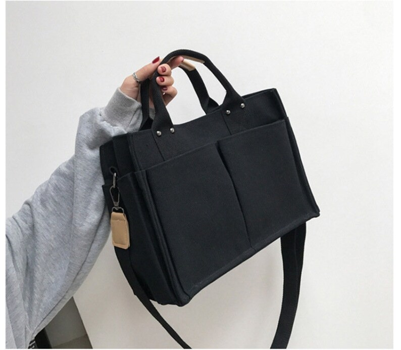 Multipocket Crossbody Canvas Tote Bagoversize Canvas Etsy Canada