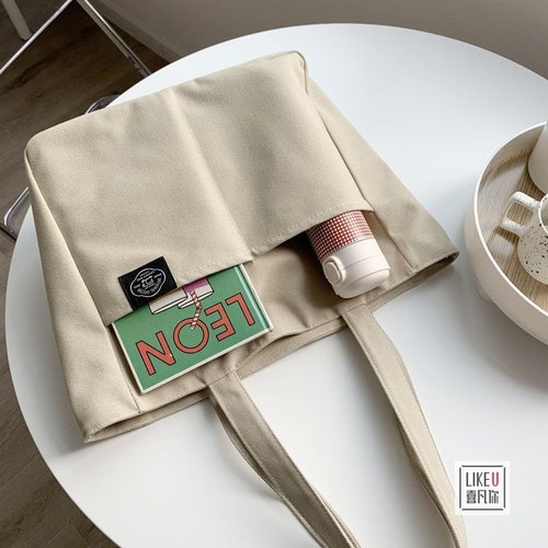 Japanese Multi-pocket Canvas Shoulder Tote Bag Canvas - Etsy