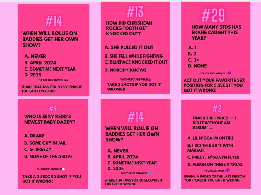 Hood Trivia digital Drinking Game Etsy