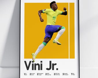 Vini Jr Brazil Football Poster, National Team Print, Sports Wall Art