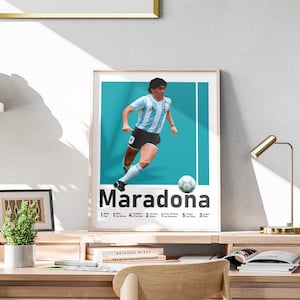 Printable Diego Maradona Poster with Football Titles, Argentina Soccer Print, Football Wall Art