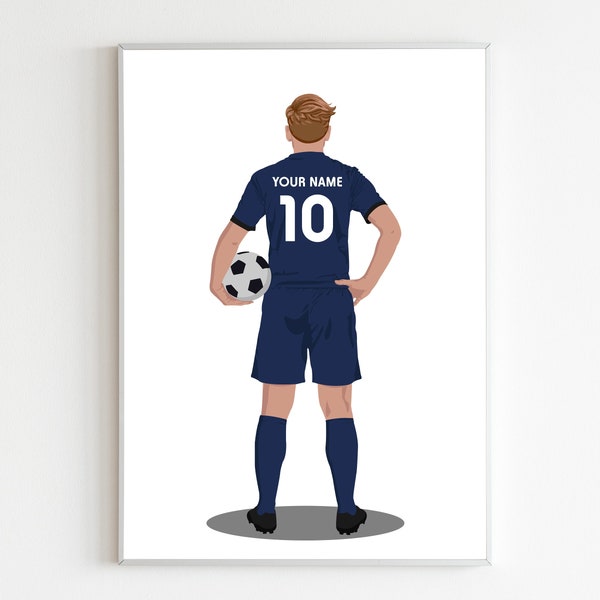 Póster de fútbol personalizado, impresión de fútbol personalizable e imprimible, regalo para fanáticos del fútbol.
