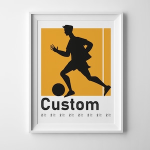 Custom Football Player Poster, Customizable Soccer Poster, Sports Themed Wall Art