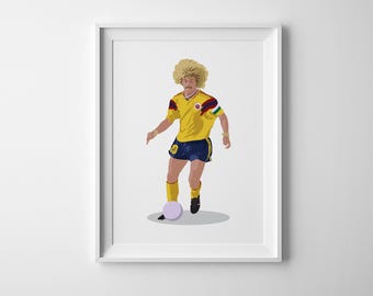 Carlos Valderrama Colombia art print - Etsy 日本