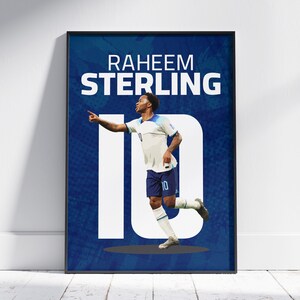 Ilustración de Raheem Sterling, decora tu pared con una impresión de fútbol, póster de fútbol de Inglaterra, 20 x 25 cm, fondo de pantalla de fútbol para móvil