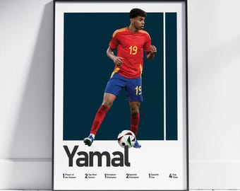 Lamine Yamal Spanien Fußball Poster, spanischer Nationaldruck, Young Star Fußball Kunst
