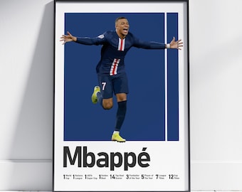 Kylian Mbappe Football Poster, Minimalist Soccer Wall Art, Mbappe Celebration Print, Modern Sports Decoration