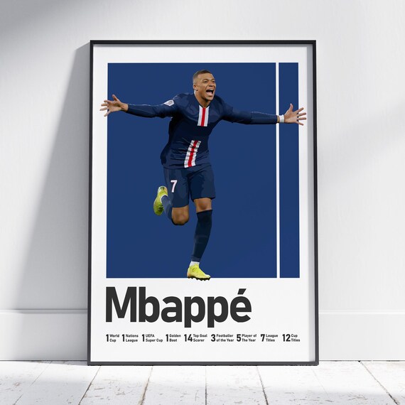 Kylian Mbappe PSG Soccer Poster – Sizes A5 To A0, Modern Football Art, NEW