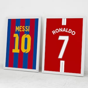 Set of 2 Prints, Printable Ronaldo Messi Jersey Poster Set, Soccer Wall Art