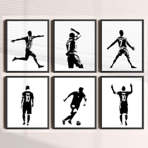 Set of 6 Digital Prints, Messi and Ronaldo Black and White Posters Binder