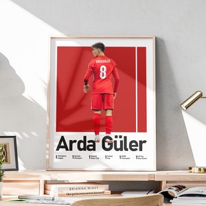 Arda Güler Poster, druckbare Fußball Kunst, junger türkischer Athlet, Teen Zimmer Dekoration, Geschenk für Arda Güler Liebhaber, 40x50 cm
