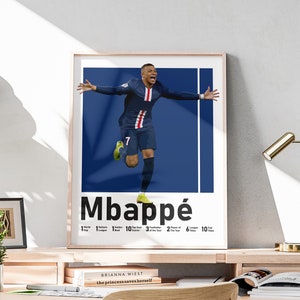 Kylian Mbappe Poster, französischer Fußballstar, Druckbares Poster, Jungen, Wandkunst, Mbappe Liebhaber Geschenk, Geschenk für Fußballer, Frankreich Fußball