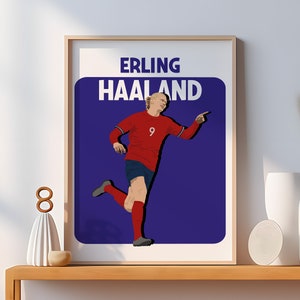 Hand Drawn Football Art, Printable Erling Haaland Drawing Poster, Kids Room Decoration, Norwegian Football Star, Haaland Soccer Print
