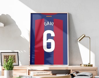 Gavi Jersey Poster, Spanish Football Art, Young Talent Gift (Printable)