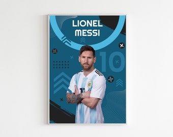 Printable Lionel Messi Wall Art, Soccer Poster Design, Large Football Print